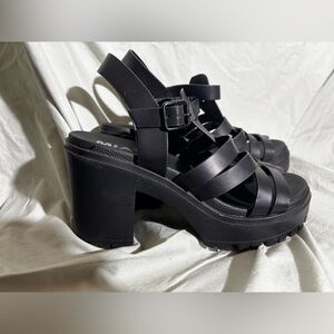 MIA Black Strappy Platform Heels